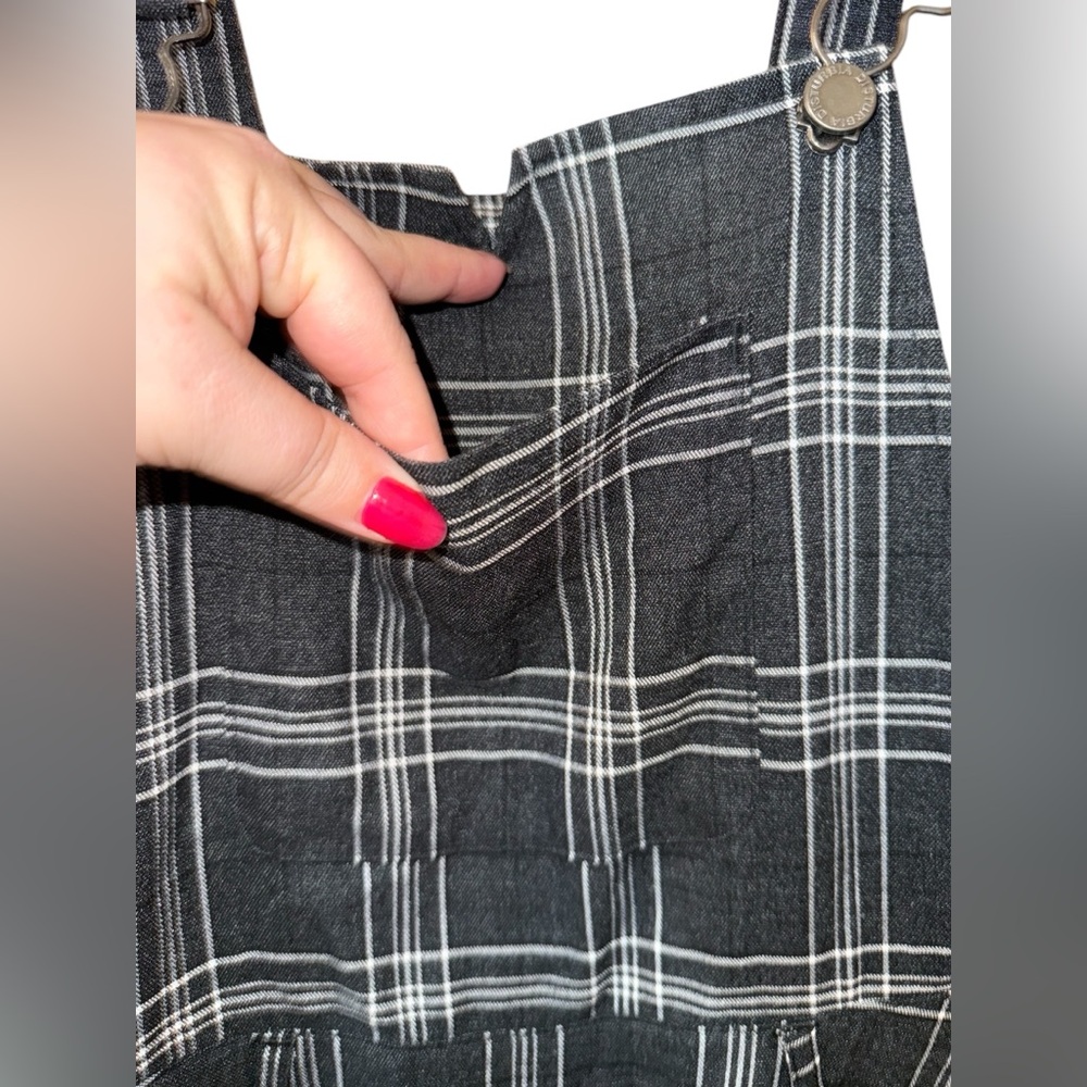 Disturbia Black & Gray Plaid Adjustable Strap Jumpsuit - Picture 6 of 13